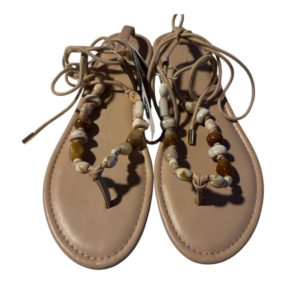 Universal Thread Tan Beaded Sandals - Picture 2 of 5